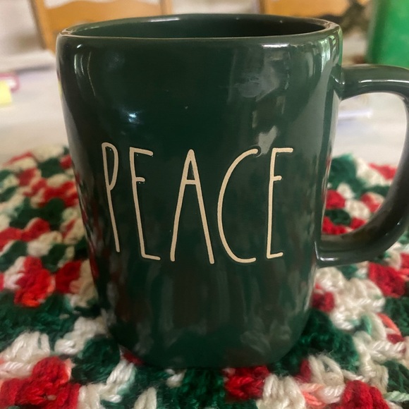 Rae Dunn “PEACE” Ceramic Mug Cup Holiday Green - Picture 5 of 9